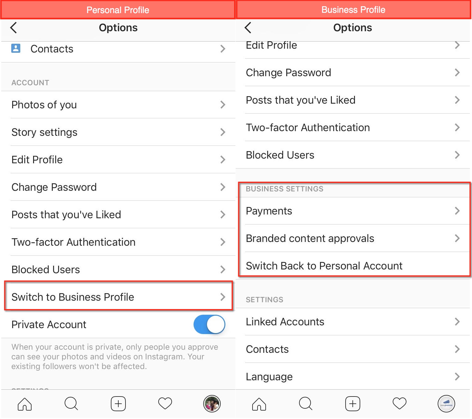 personal vs business jpg - instagram how can someone follow with out approval private