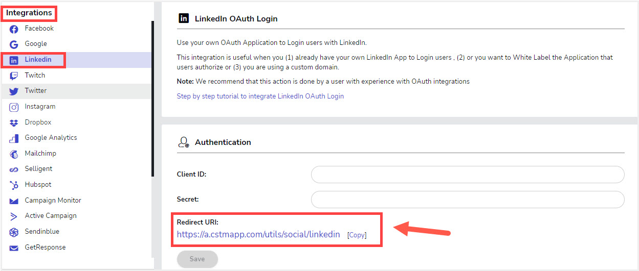 LinkedIn - Social login (SSO) configuration - PropelAuth