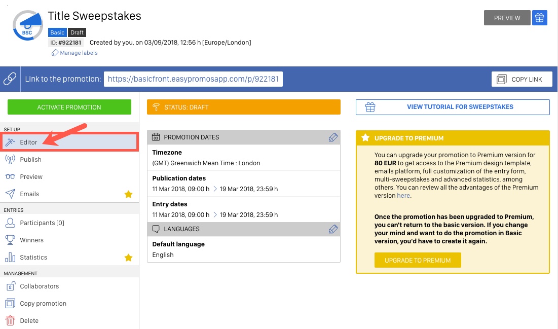 Tutorial: How to create a Sweepstakes with Entry Form – Easypromos ...